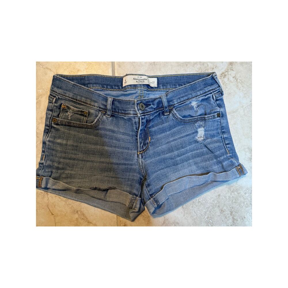 Abercrombie & Fitch 4/27 denim shorts distressed mid rise